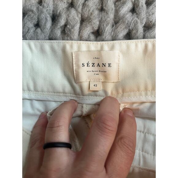 Sezane Cream Straight Leg Pants - Picture 8 of 11